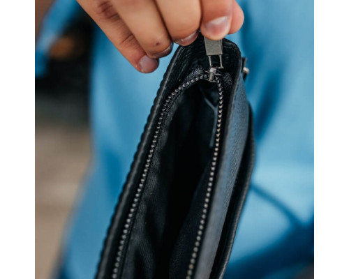 Чоловіча шкіряна сумка через плече чорна Flash Up