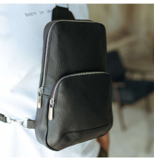 Чоловіча шкіряна сумка слінг Yozone чорна