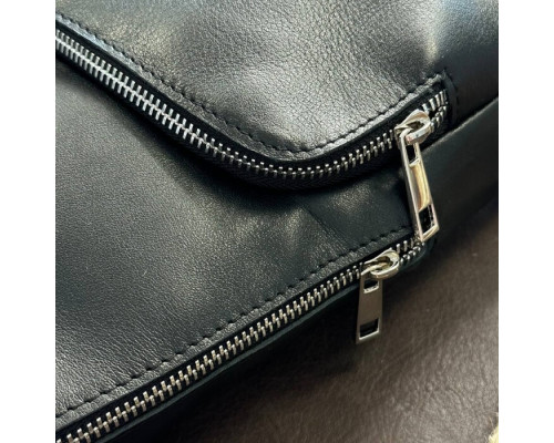 Чоловіча шкіряна сумка слінг Yozone гладкий чорий