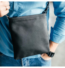 Чоловіча шкіряна сумка через плече No Poket зерниста