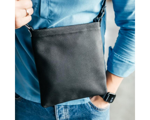 Чоловіча шкіряна сумка через плече No Poket зерниста