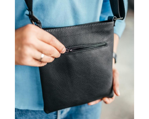 Чоловіча шкіряна сумка через плече No Poket зерниста