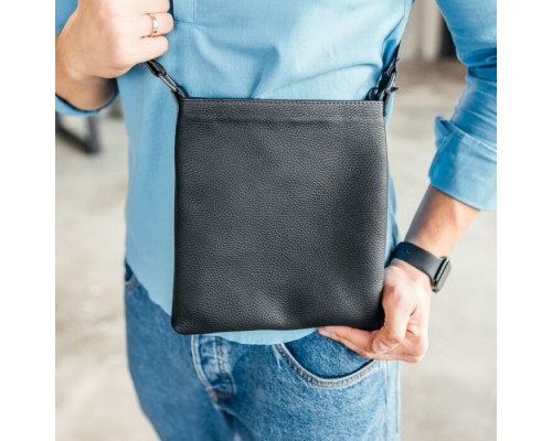 Чоловіча шкіряна сумка через плече No Poket зерниста