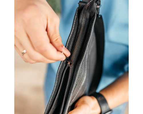 Чоловіча шкіряна сумка через плече No Poket зерниста