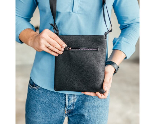 Чоловіча шкіряна сумка через плече No Poket зерниста