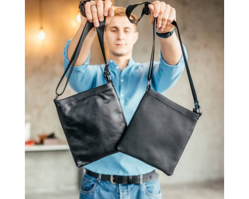 Чоловіча шкіряна сумка через плече No Poket зерниста