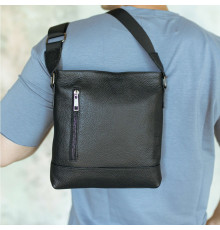 Чоловіча шкіряна сумка через плече чорна Flash Right