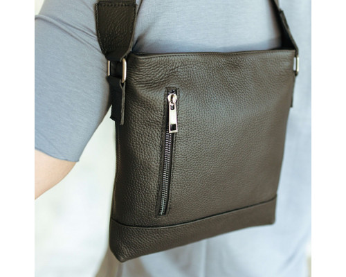 Чоловіча шкіряна сумка через плече чорна Flash Right