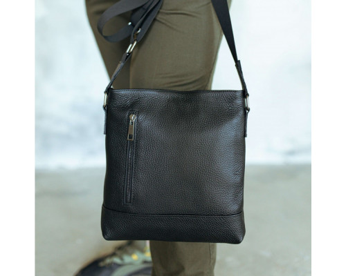 Чоловіча шкіряна сумка через плече чорна Flash Right