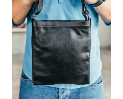 Чоловіча шкіряна сумка через плече No Poket гладка