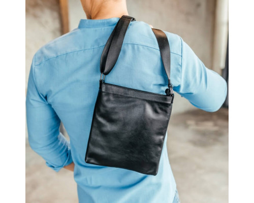 Чоловіча шкіряна сумка через плече No Poket гладка