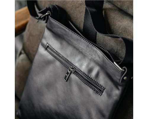 Чоловіча шкіряна сумка через плече No Poket гладка