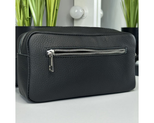 Чоловіча шкіряна чорна сумка на пояс бананка Кентукки