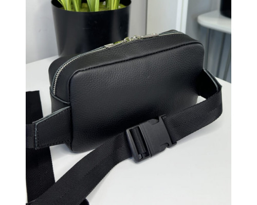 Чоловіча шкіряна чорна сумка на пояс бананка Кентукки