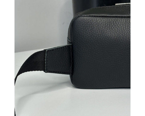 Чоловіча шкіряна чорна сумка на пояс бананка Кентукки