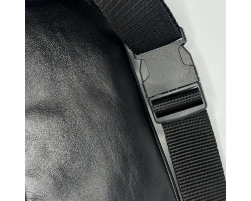 Чоловіча шкіряна чорна сумка на пояс бананка Кентукки глянець