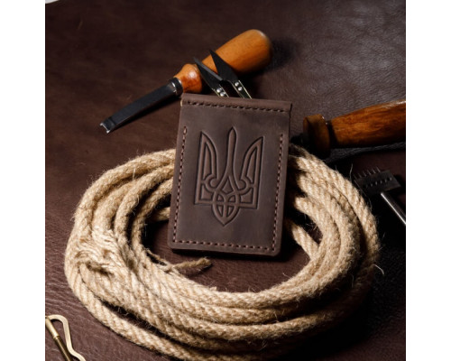 Затискач для грошей коричневий Тризуб