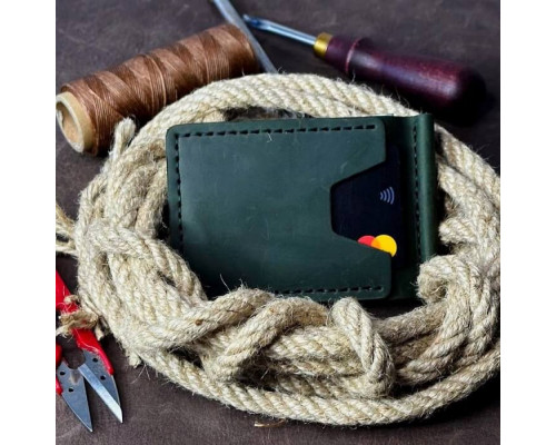 Затискач для грошей зелений Тризуб