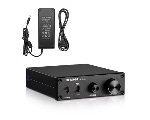 Підсилювач звуку AIYIMA A3001 black + блок живлення 36V. Bluetooth 5.0, AUX, 50Wx2+100W (TPA3255)
