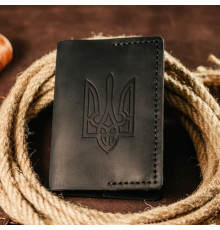 Чоловіча обкладинка на паспорт чорна Тризуб