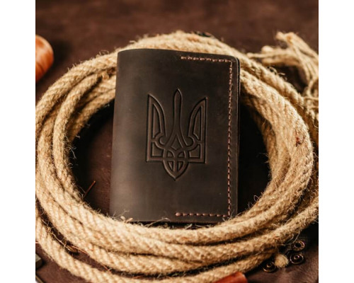 Чоловіча обкладинка на паспорт коричнева Тризуб