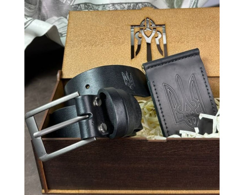 Подарунковий чоловічий набір з ременя Florida та затискача для грошей