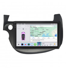 Штатная магнитола Lesko для Honda Fit II 2007-2014 экран 10" 4/64 QLED CarPlay 4G Wi-Fi GPS 360 Prime