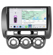 Штатная магнитола Lesko для Honda Jazz I Manual AC 2001-2005 экран 9" 4/64 QLED CarPlay 4G Wi-Fi GPS 360 Prime