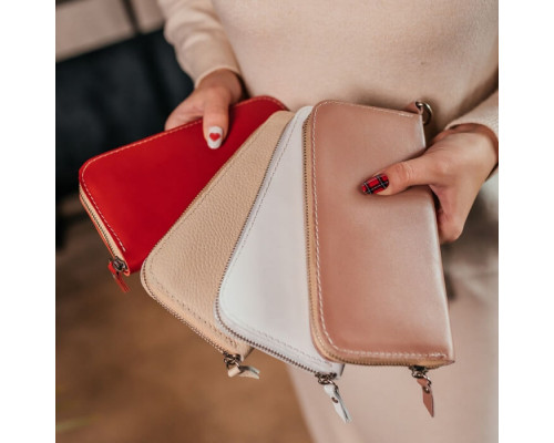 Жіночий клатч бежевий зернистий