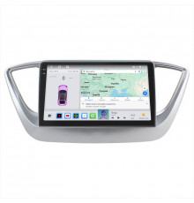 Штатная магнитола Lesko для Hyundai Accent V 2017-н.в. экран 9" 4/64 QLED CarPlay 4G Wi-Fi GPS 360 Prime