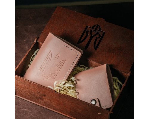 Жіночий подарунковий набір з гаманця Біфолд та обкладинки на паспорт