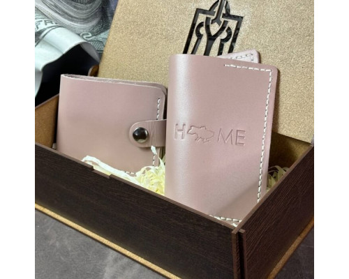 Жіночий подарунковий набір з гаманця Біфолд та обкладинки на паспорт