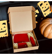 Жіночий набір з гаманця, обкладинки на паспорт та ключниці в червоному кольорі