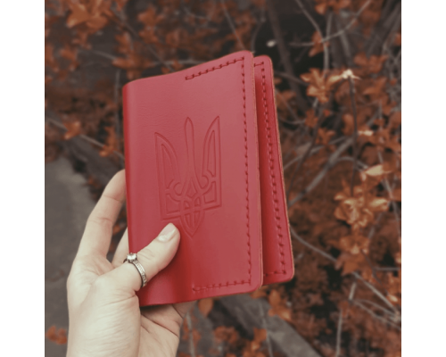 Жіночий набір з гаманця, обкладинки на паспорт та ключниці в червоному кольорі