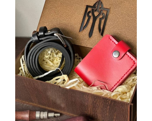 Жіночий подарунковий набір з ременя Dakota та гаманця Біфолд