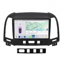 Штатная магнитола Lesko для Hyundai Santa Fe II 2005-2010 экран 9" 4/64 QLED CarPlay 4G Wi-Fi GPS 360 Prime