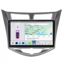 Штатная магнитола Lesko для Hyundai Solaris I 2010-2014 экран 10" 4/64 QLED CarPlay 4G Wi-Fi GPS 360 Prime