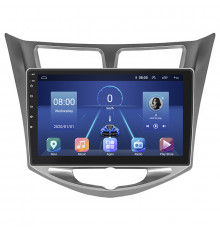 Штатная магнитола Lesko для Hyundai Solaris I Рестайлинг 2014-2017 экран 10" 4/32Gb 4G Wi-Fi GPS Top