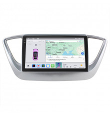 Штатная магнитола Lesko для Hyundai Solaris II 2017-2020 экран 9" 4/64 QLED CarPlay 4G Wi-Fi GPS 360 Prime