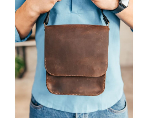 Чоловіча шкіряна сумка через плече Miami коричнева