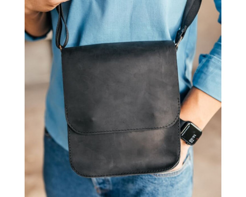 Чоловіча шкіряна сумка через плече Miami чорна