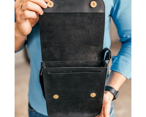 Чоловіча шкіряна сумка через плече Miami чорна