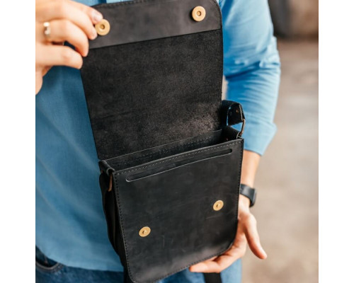 Чоловіча шкіряна сумка через плече Miami чорна