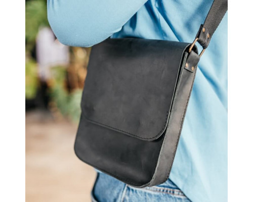 Чоловіча шкіряна сумка через плече Miami чорна