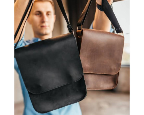 Чоловіча шкіряна сумка через плече Miami чорна