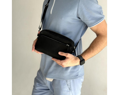 Чоловіча шкіряна сумка через плече New York чорна