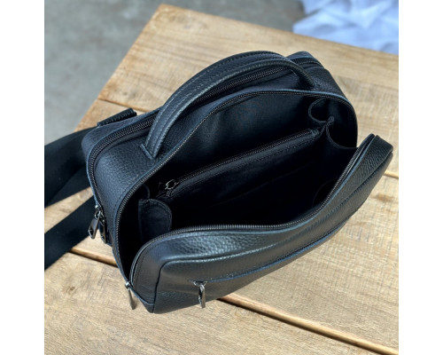 Чоловіча шкіряна сумка через плече Орегон чорна