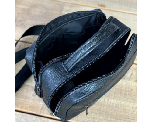 Чоловіча шкіряна сумка через плече Орегон чорна