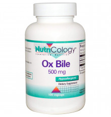 Экстракт бычьей желчи (Ox Bile), Nutricology, 500 мг, 100 капсул