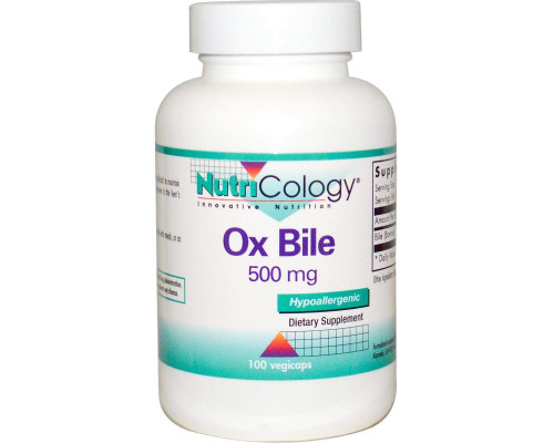 Екстракт бичачої жовчі, Ox Bile, Nutricology, 500 мг, 100 капсул